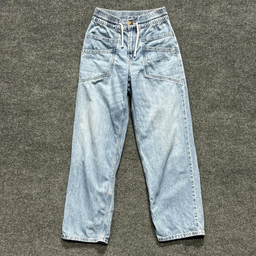 Ba&sh Jeans Womens 40 Mima 8 Light Wash High Rise Relaxed Straight Denim